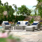 Cannes 6 Piece Sunbrella Outdoor Patio Love & Motion Club Seating Set
