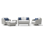 Ensemble de 6 pièces de patio extérieur Cannes Sunbrella : Causeuse et fauteuils club à bascule