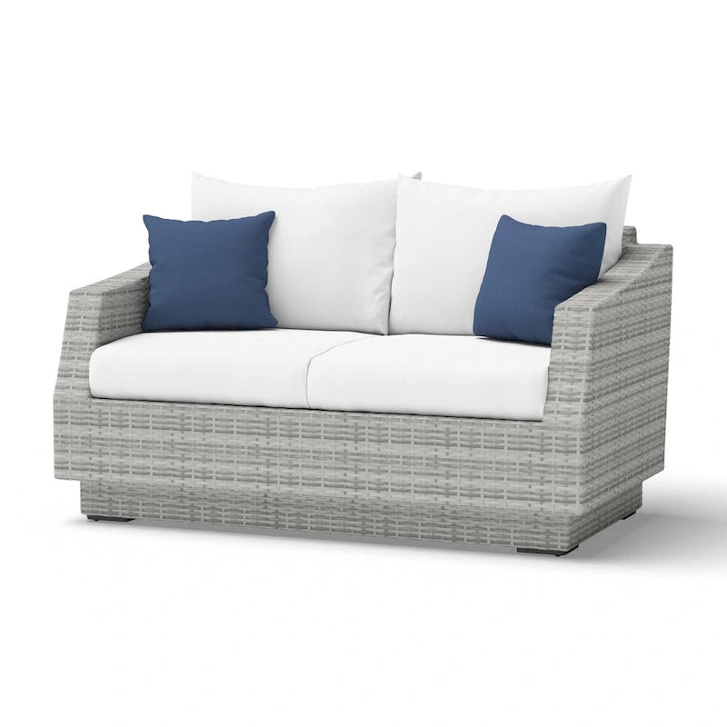 Ensemble de 6 pièces de patio extérieur Cannes Sunbrella : Causeuse et fauteuils club à bascule