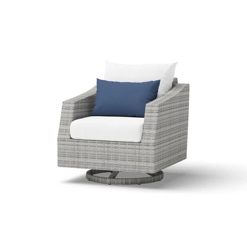 Ensemble de 6 pièces de patio extérieur Cannes Sunbrella : Causeuse et fauteuils club à bascule