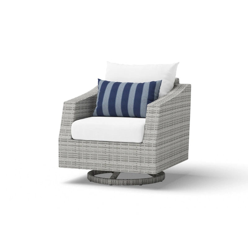Ensemble de 6 pièces de patio extérieur Cannes Sunbrella : Causeuse et fauteuils club à bascule