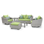 Ensemble de 6 pièces de patio extérieur Cannes Sunbrella : Causeuse et fauteuils club à bascule