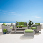 Ensemble de 6 pièces de patio extérieur Cannes Sunbrella : Causeuse et fauteuils club à bascule