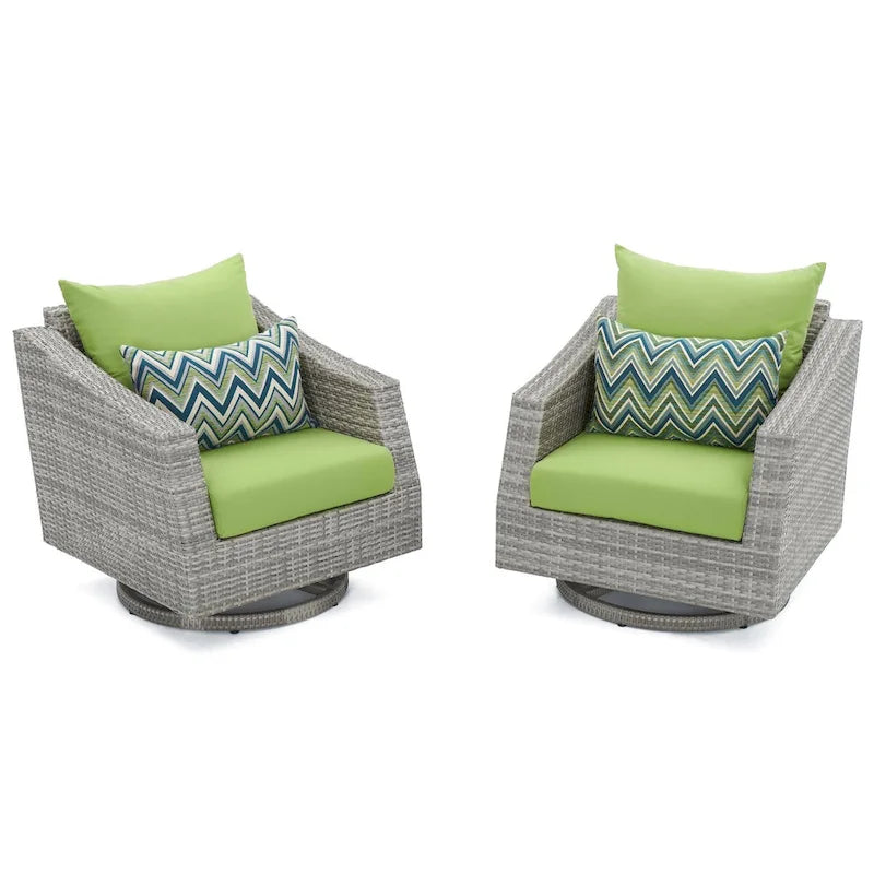 Ensemble de 6 pièces de patio extérieur Cannes Sunbrella : Causeuse et fauteuils club à bascule