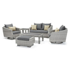Ensemble de 6 pièces de patio extérieur Cannes Sunbrella : Causeuse et fauteuils club à bascule