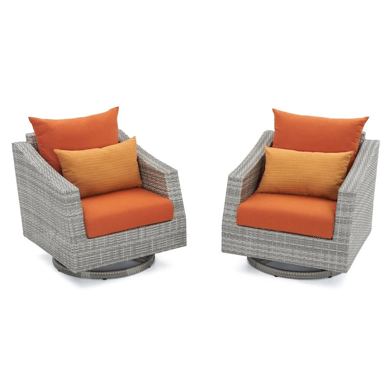 Ensemble de 6 pièces de patio extérieur Cannes Sunbrella : Causeuse et fauteuils club à bascule