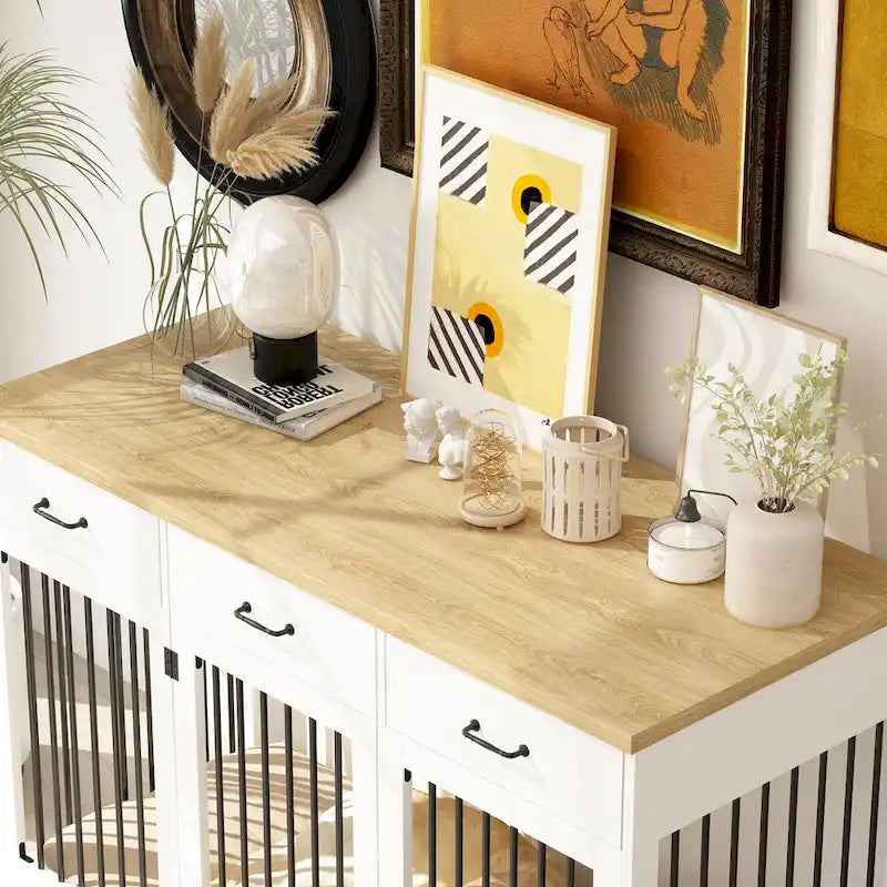 Grande cage pour chien moderne avec tiroirs de rangement - Finition élégante espresso