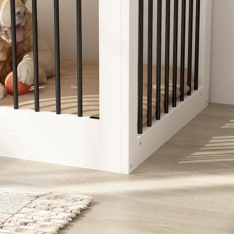 Grande cage pour chien moderne avec tiroirs de rangement - Finition élégante espresso
