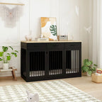 Grande cage pour chien moderne avec tiroirs de rangement - Finition élégante espresso