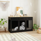 Grande cage pour chien moderne avec tiroirs de rangement - Finition élégante espresso