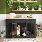 Grande cage pour chien moderne avec tiroirs de rangement - Finition élégante espresso