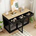 Grande cage pour chien moderne avec tiroirs de rangement - Finition élégante espresso