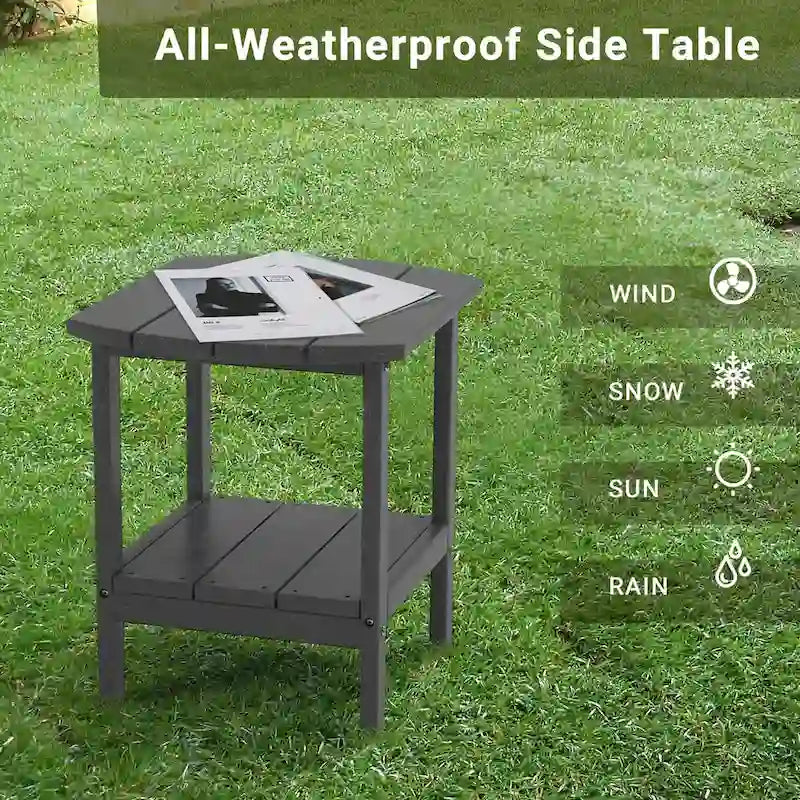 Table d'appoint d'extérieur en PEHD résistant aux intempéries - Meuble d'appoint de patio moderne - 2,4 m x 3 m