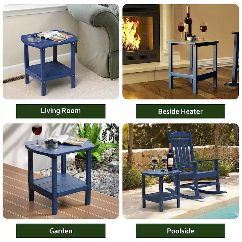 Table d'appoint d'extérieur en PEHD résistant aux intempéries - Meuble d'appoint de patio moderne - 2,4 m x 3 m
