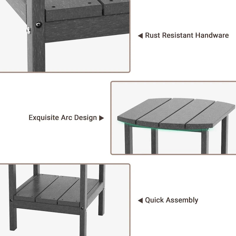 Table d'appoint d'extérieur en PEHD résistant aux intempéries - Meuble d'appoint de patio moderne - 2,4 m x 3 m