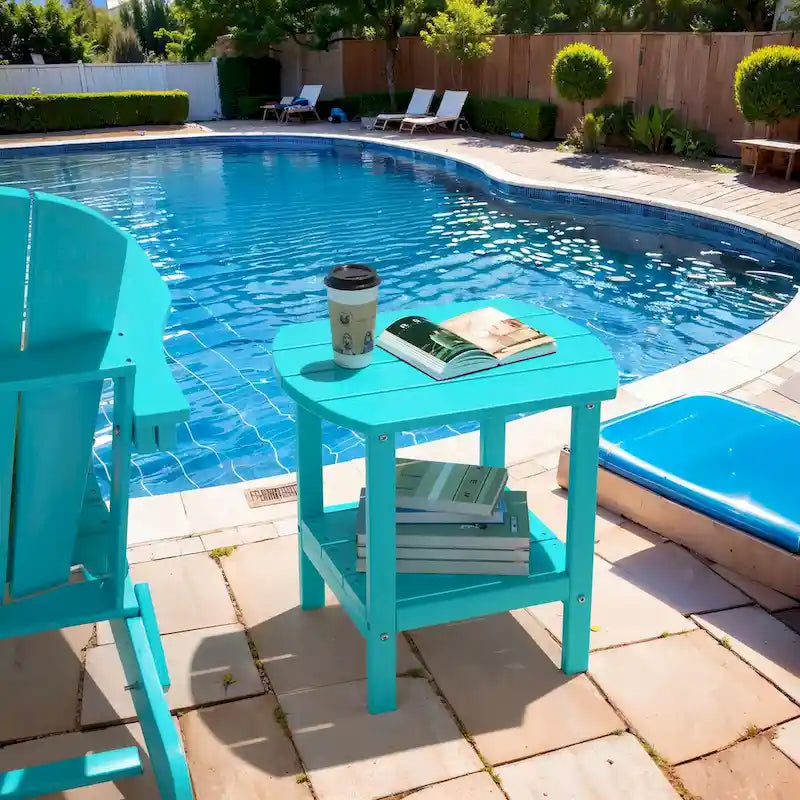 Table d'appoint d'extérieur en PEHD résistant aux intempéries - Meuble d'appoint de patio moderne - 2,4 m x 3 m