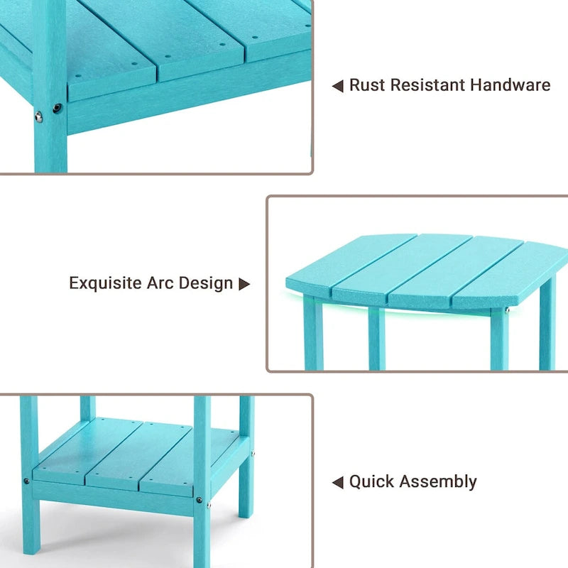 Table d'appoint d'extérieur en PEHD résistant aux intempéries - Meuble d'appoint de patio moderne - 2,4 m x 3 m