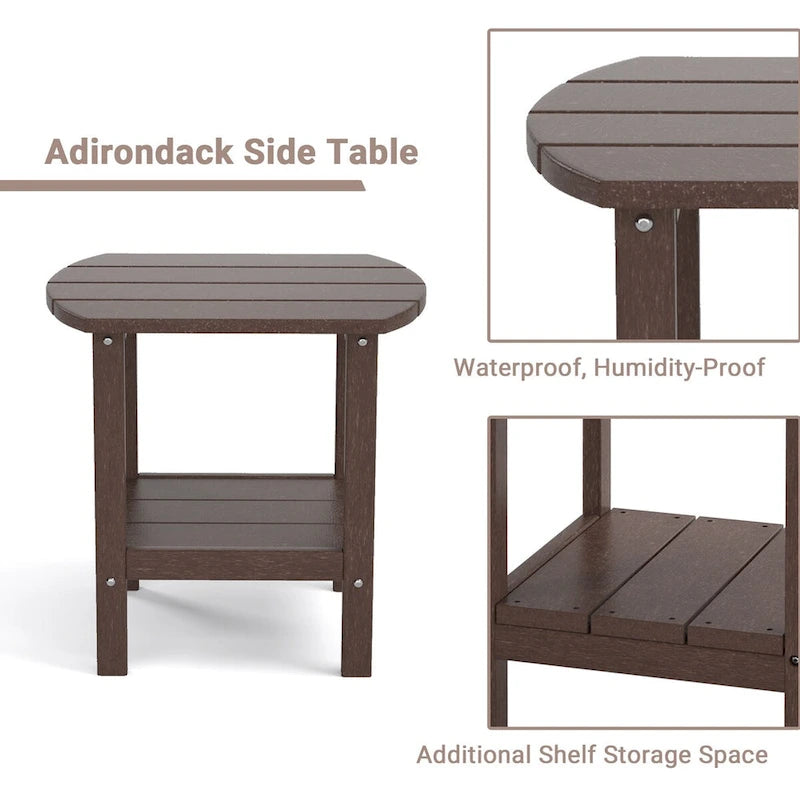 Table d'appoint d'extérieur en PEHD résistant aux intempéries - Meuble d'appoint de patio moderne - 2,4 m x 3 m