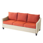 HOOOWOOO Ensemble de 9 pièces de mobilier de jardin en osier avec table brasero