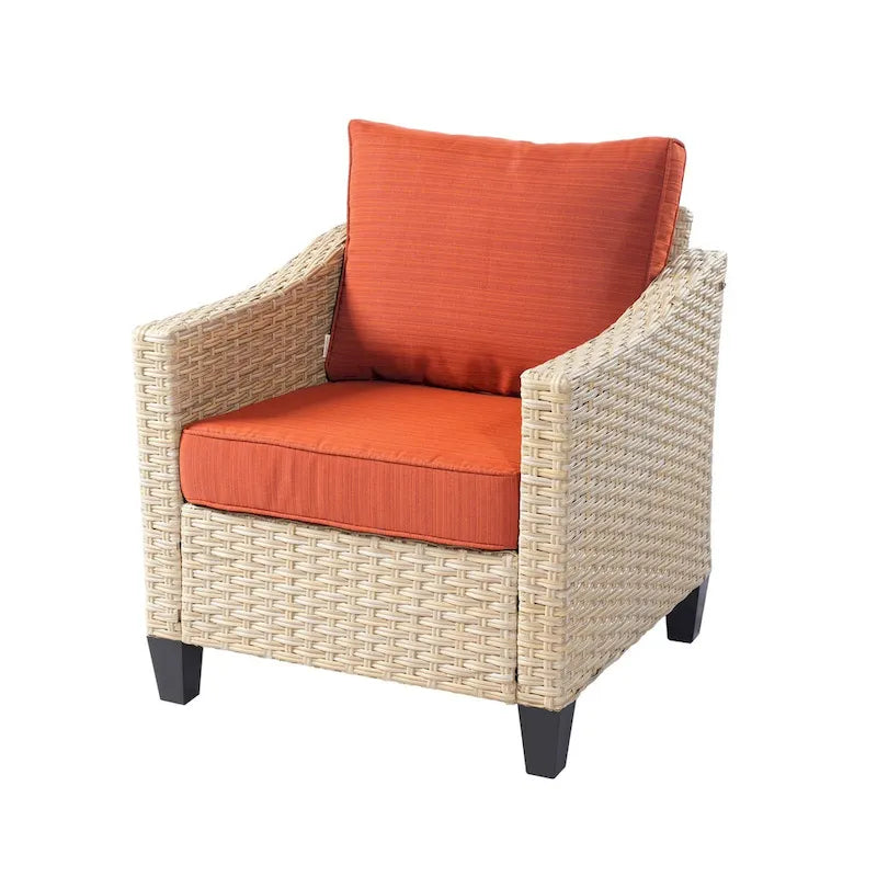 HOOOWOOO Ensemble de 9 pièces de mobilier de jardin en osier avec table brasero