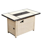 HOOOWOOO Ensemble de 9 pièces de mobilier de jardin en osier avec table brasero