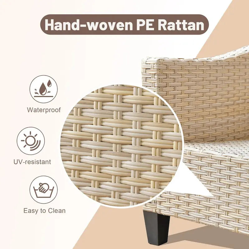 HOOOWOOO Ensemble de 9 pièces de mobilier de jardin en osier avec table brasero