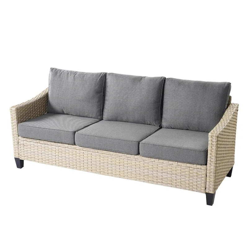 HOOOWOOO Ensemble de 9 pièces de mobilier de jardin en osier avec table brasero