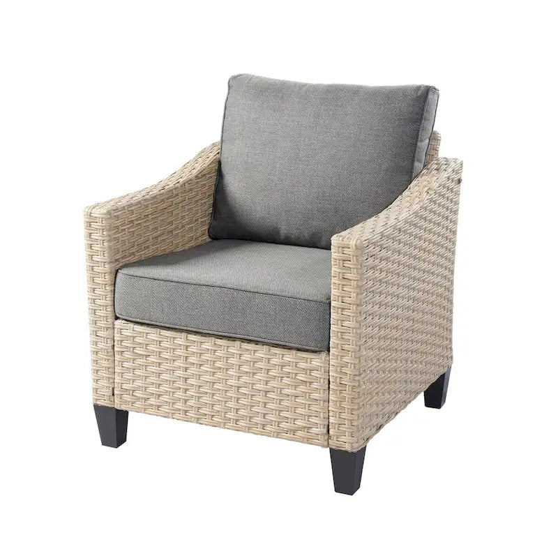 HOOOWOOO Ensemble de 9 pièces de mobilier de jardin en osier avec table brasero