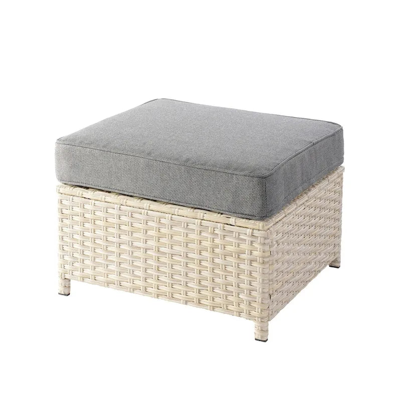 HOOOWOOO Ensemble de 9 pièces de mobilier de jardin en osier avec table brasero