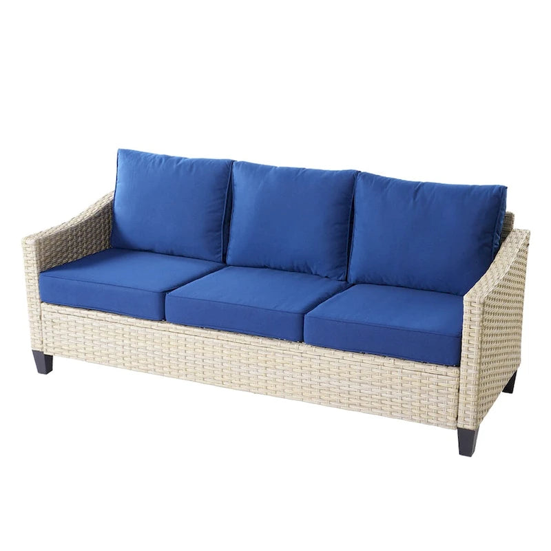 HOOOWOOO Ensemble de 9 pièces de mobilier de jardin en osier avec table brasero