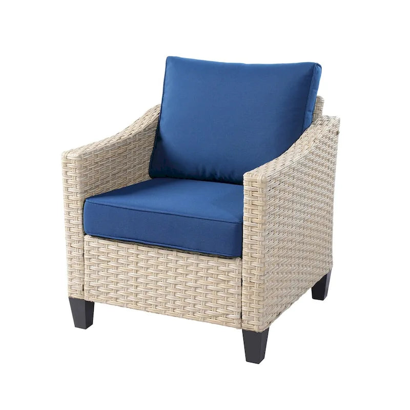 HOOOWOOO Ensemble de 9 pièces de mobilier de jardin en osier avec table brasero