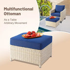 HOOOWOOO Ensemble de 9 pièces de mobilier de jardin en osier avec table brasero