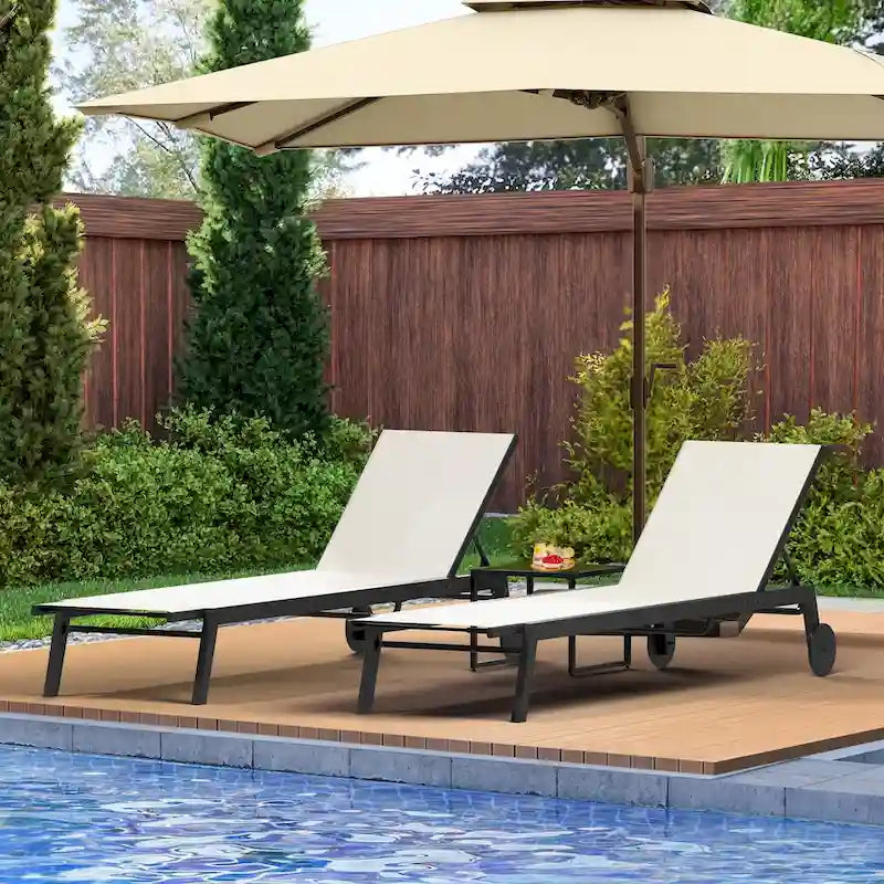 Outdoor Resin Lounge With Side Table And Adjustable Back