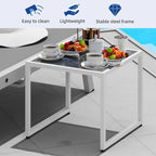 Chaise Longue d'Extérieur en Résine avec Table d'Appoint et Dossier Inclinable