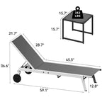 Chaise Longue d'Extérieur en Résine avec Table d'Appoint et Dossier Inclinable