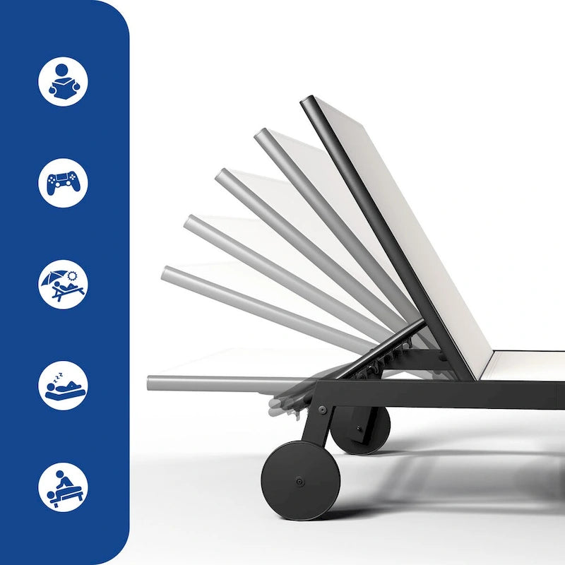 Chaise Longue d'Extérieur en Résine avec Table d'Appoint et Dossier Inclinable