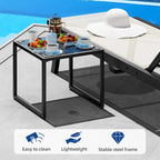 Chaise Longue d'Extérieur en Résine avec Table d'Appoint et Dossier Inclinable