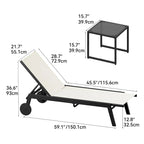 Chaise Longue d'Extérieur en Résine avec Table d'Appoint et Dossier Inclinable