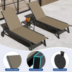 Chaise Longue d'Extérieur en Résine avec Table d'Appoint et Dossier Inclinable