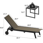 Chaise Longue d'Extérieur en Résine avec Table d'Appoint et Dossier Inclinable