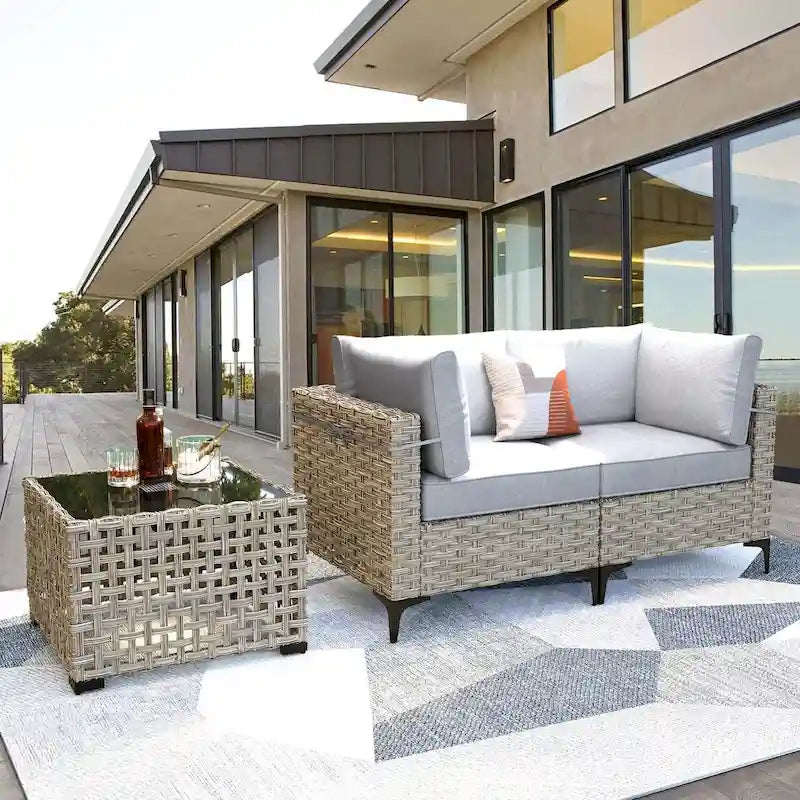 XIZZI 3-piece Rattan Wicker Patio Furniture Set with Coffee Table