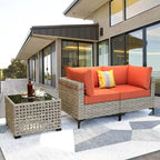 Ensemble de meubles de patio en rotin XIZZI 3 pièces avec table basse