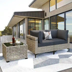 Ensemble de meubles de patio en rotin XIZZI 3 pièces avec table basse