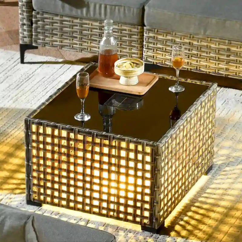 Ensemble de meubles de patio en rotin XIZZI 3 pièces avec table basse