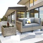 Ensemble de meubles de patio en rotin XIZZI 3 pièces avec table basse