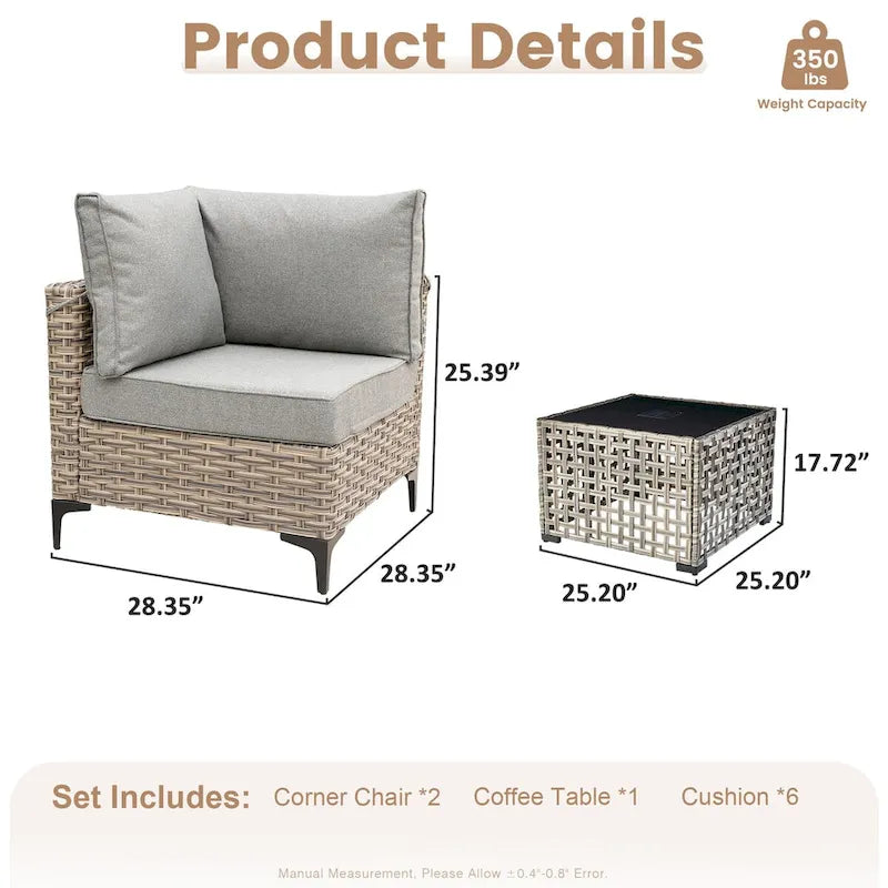 Ensemble de meubles de patio en rotin XIZZI 3 pièces avec table basse