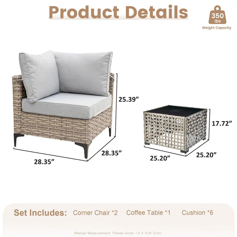 Ensemble de meubles de patio en rotin XIZZI 3 pièces avec table basse