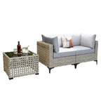 Ensemble de meubles de patio en rotin XIZZI 3 pièces avec table basse