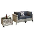 Ensemble de meubles de patio en rotin XIZZI 3 pièces avec table basse