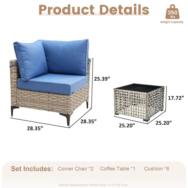 Ensemble de meubles de patio en rotin XIZZI 3 pièces avec table basse